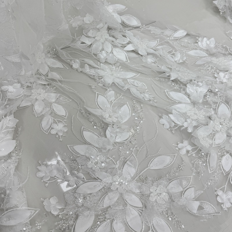 Embroidery Net Dress - Heavy Beaded 3D Flower Lace Fabric