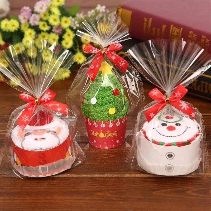 Embroidery Xmas Decorations - Christmas Towels 30*30cm Cute Cake Shaped
