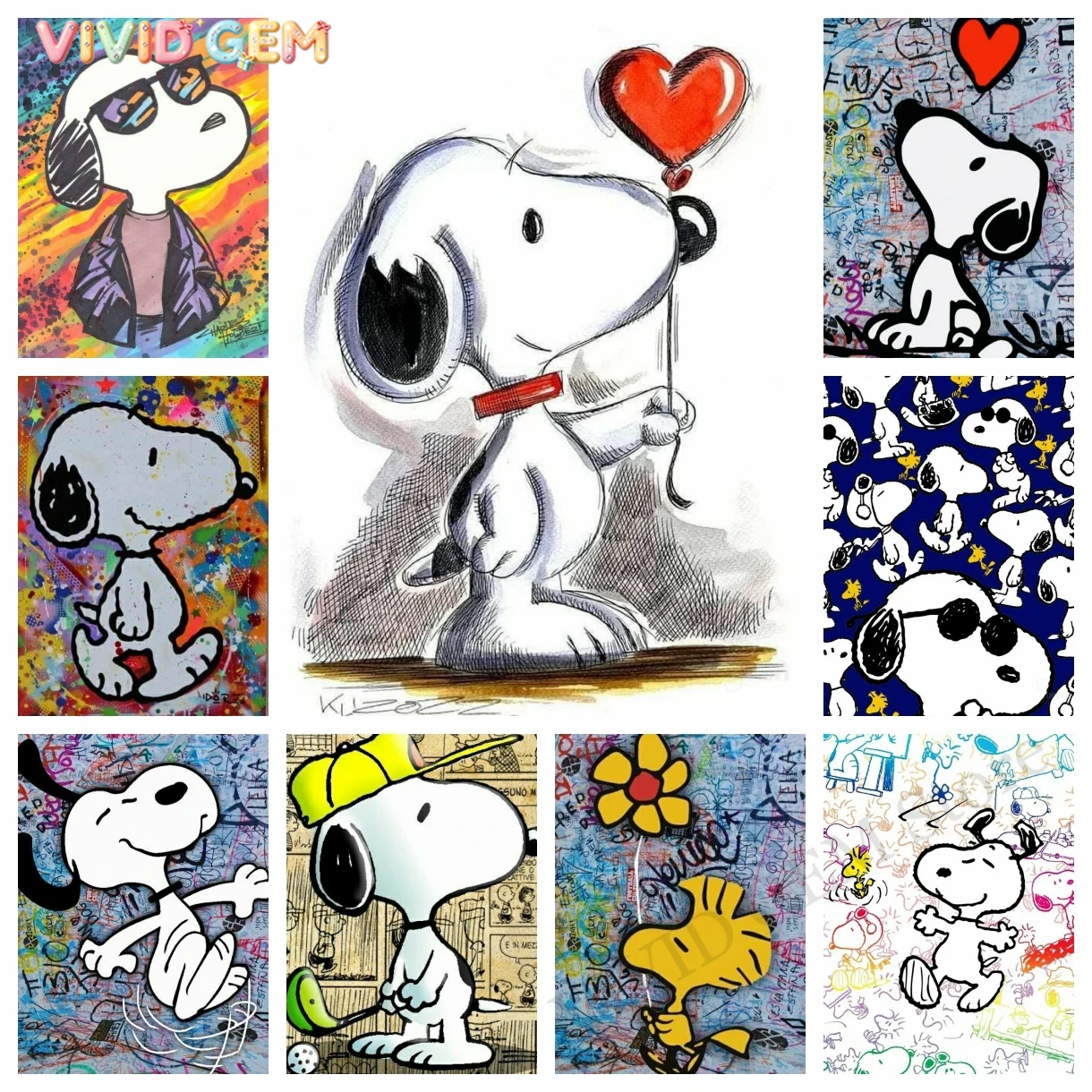 Embroidery Free Pattern - VIVID GEM Kawaii Graffiti Snoopy Cartoon