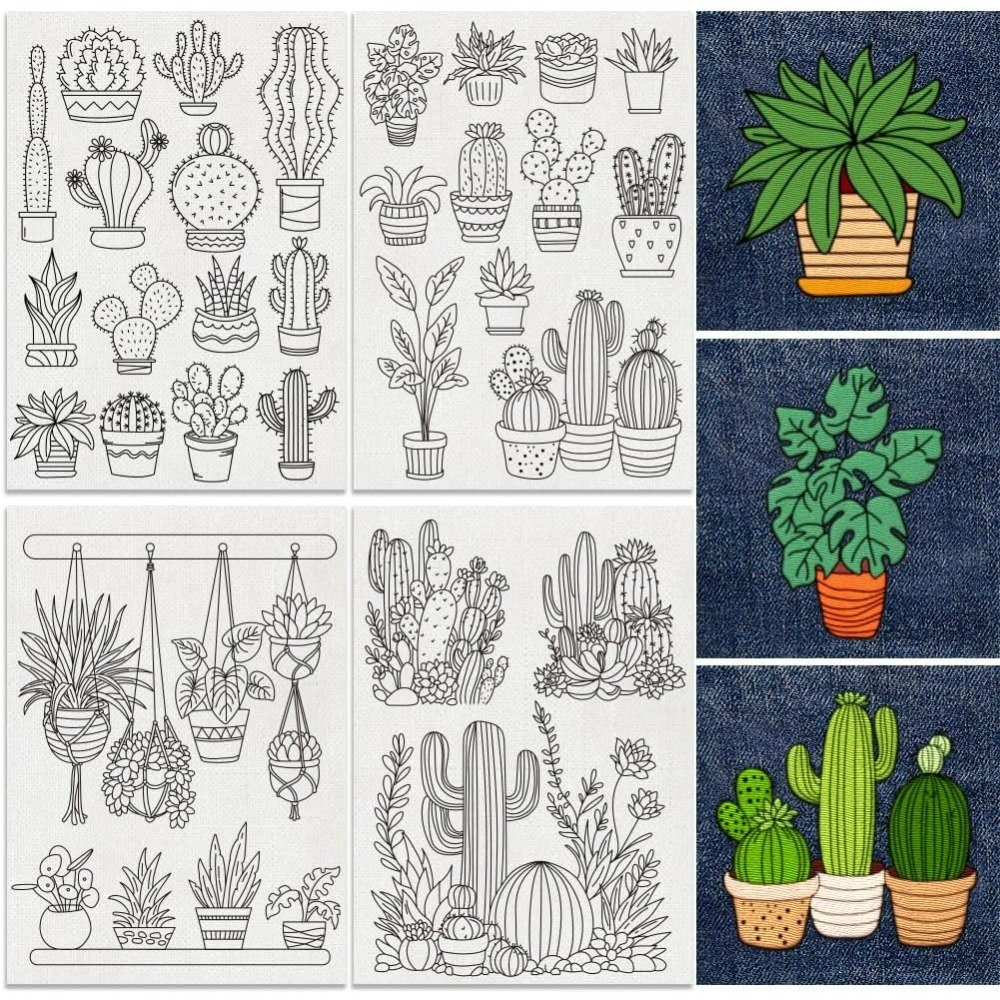 30Pcs Bonsai Cactus Embroidery - Water Soluble Stabilizer recension och pris