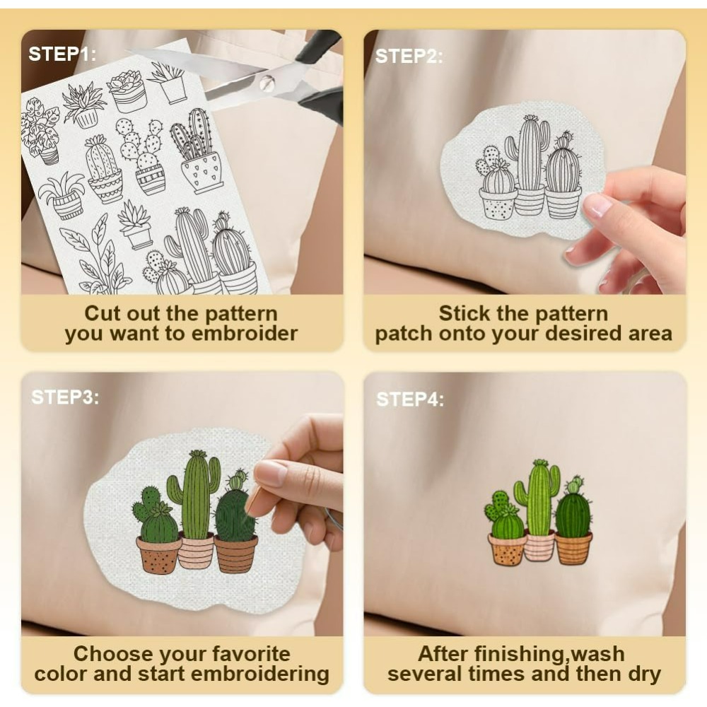 30Pcs Bonsai Cactus Embroidery - Water Soluble Stabilizer recension och pris