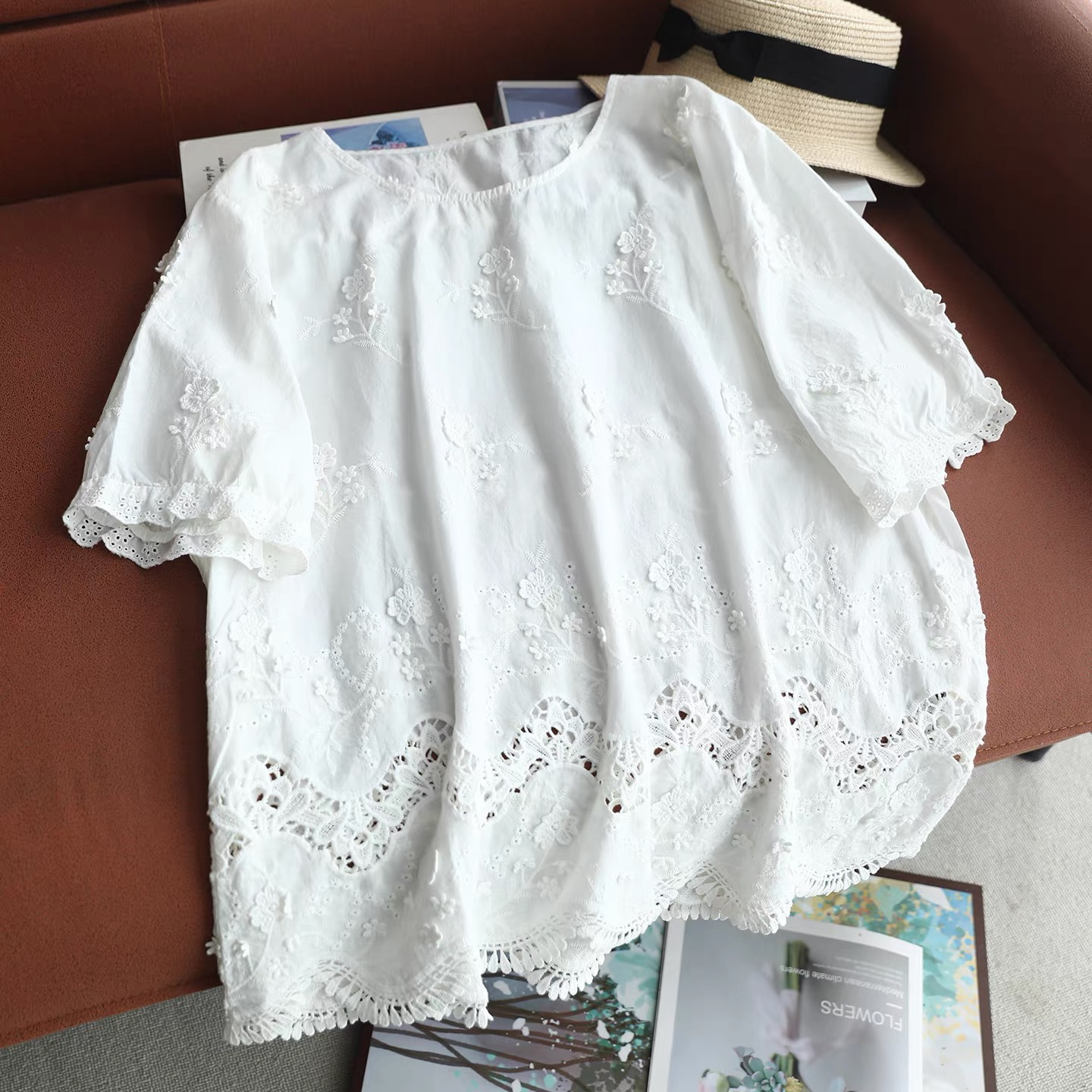 2026 Women Vintage White Cotto - Embroidery Eyelet recension och pris