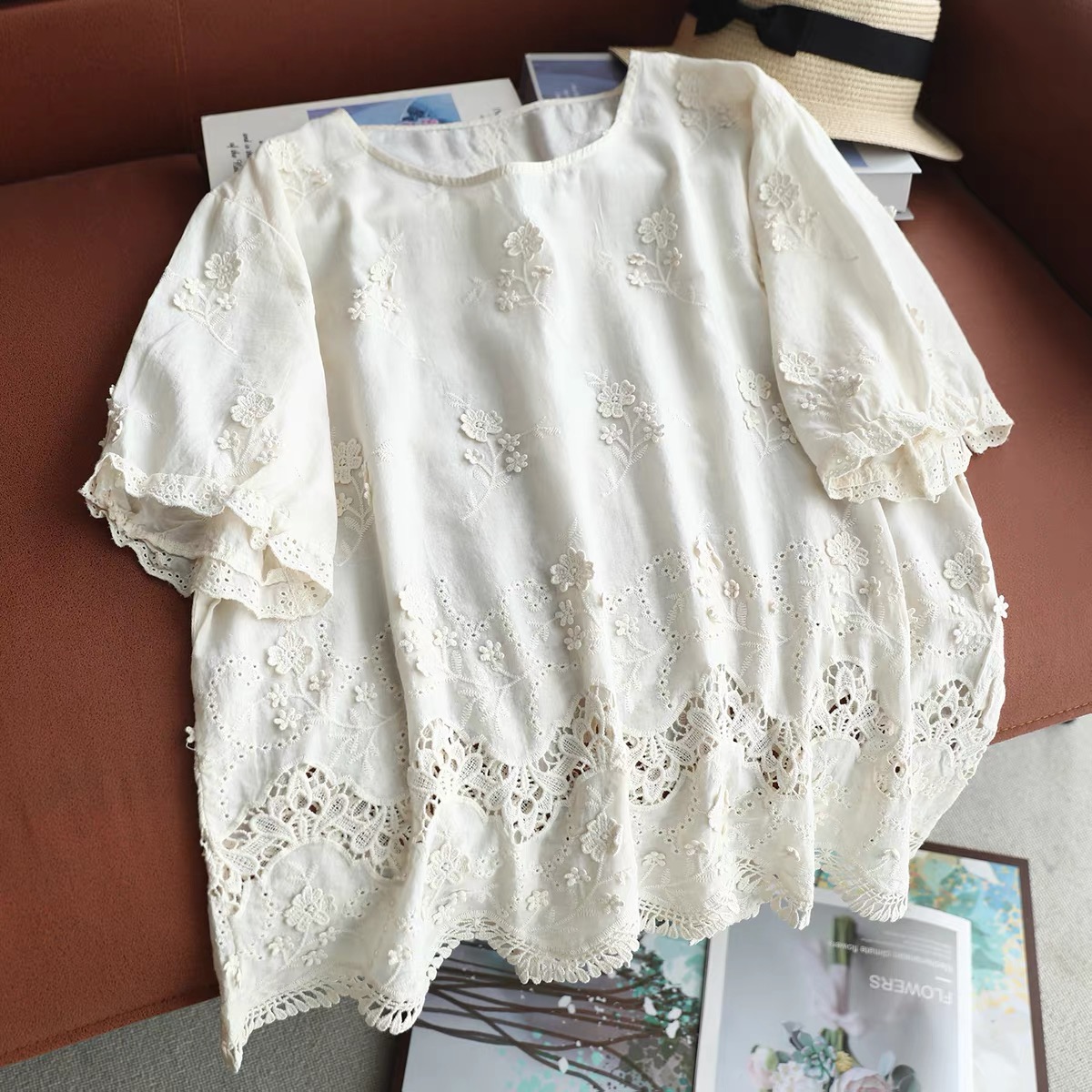 2026 Women Vintage White Cotto - Embroidery Eyelet recension och pris