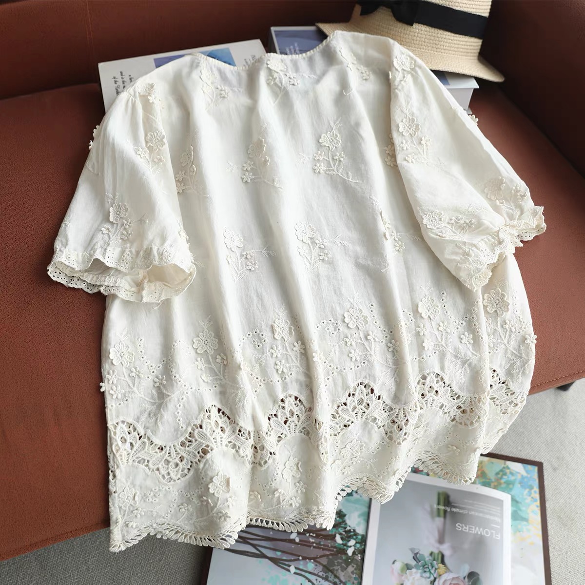 2026 Women Vintage White Cotto - Embroidery Eyelet recension och pris