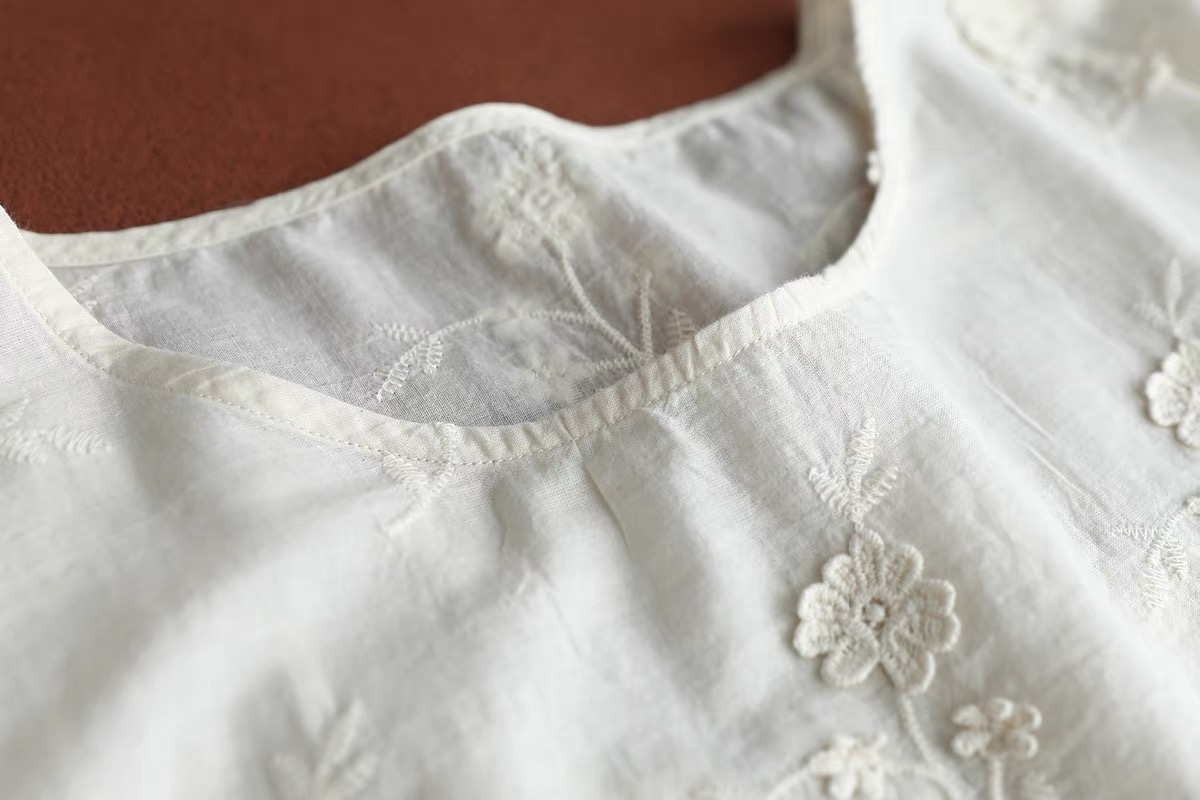 2026 Women Vintage White Cotto - Embroidery Eyelet recension och pris