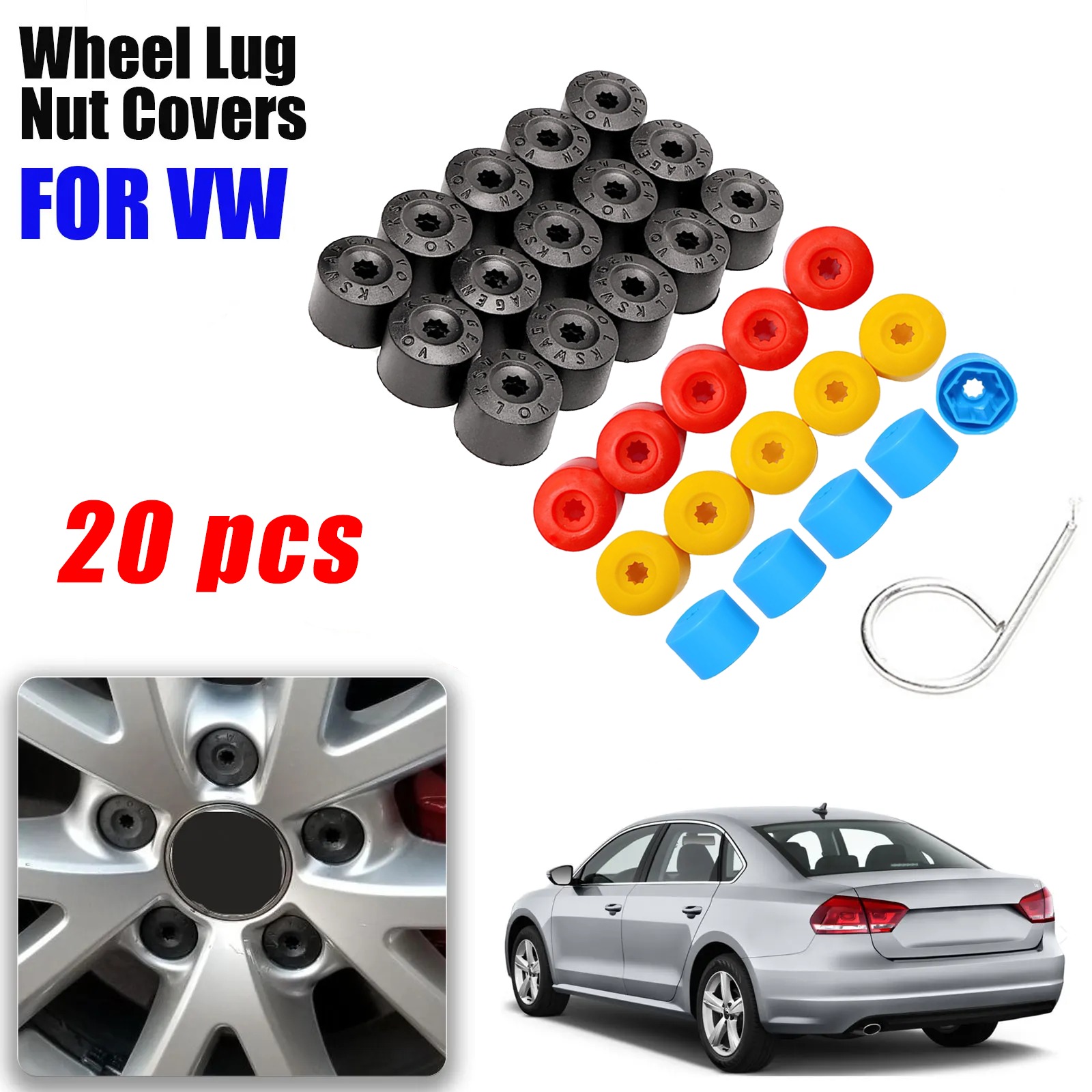 20PCS Car Wheel Lug Nut Covers - Embroidery Removal recension och pris