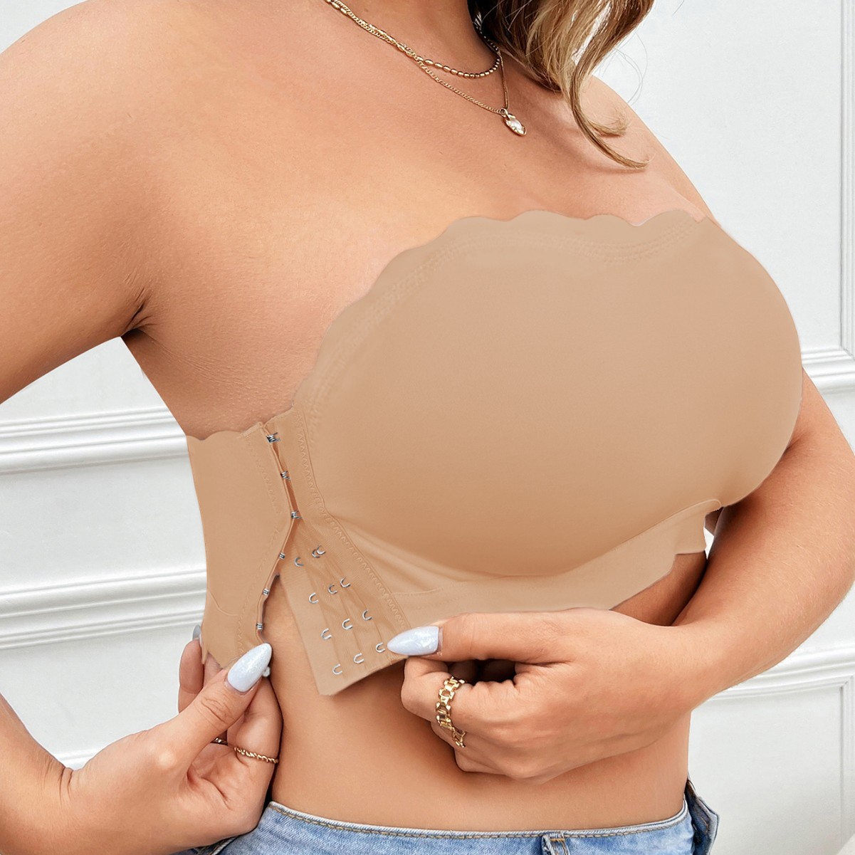 Solid color simple strapless s - Embroidery Ring Sizes recension och pris