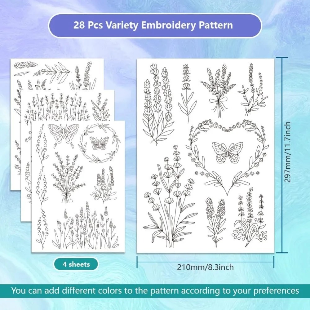 4 Sheets Lavender Flower Butte - Water Soluble Stabilizer recension och pris