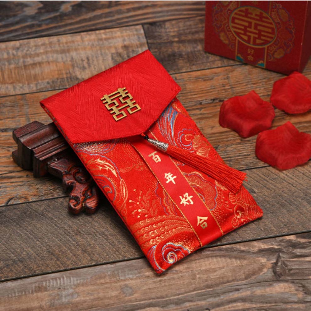New Year Blessing Words Brocad - Embroidery Red recension och pris