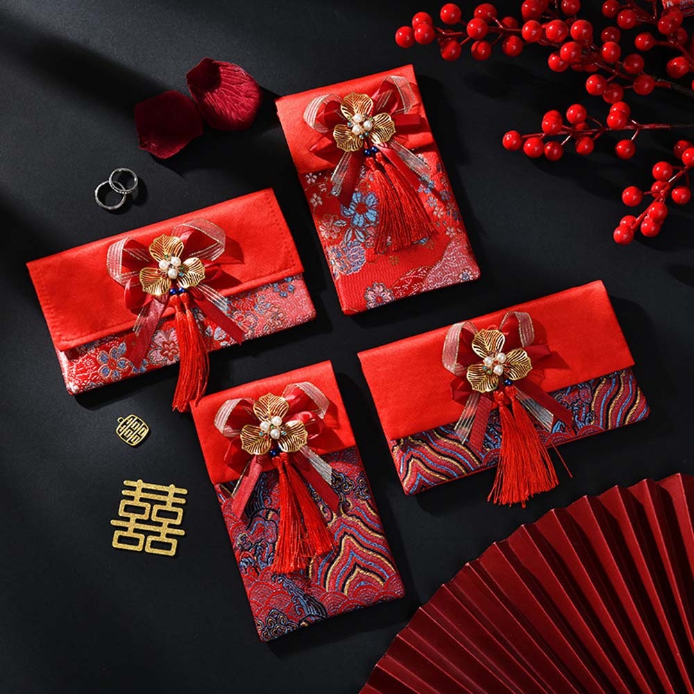 New Year Blessing Words Brocad - Embroidery Red recension och pris