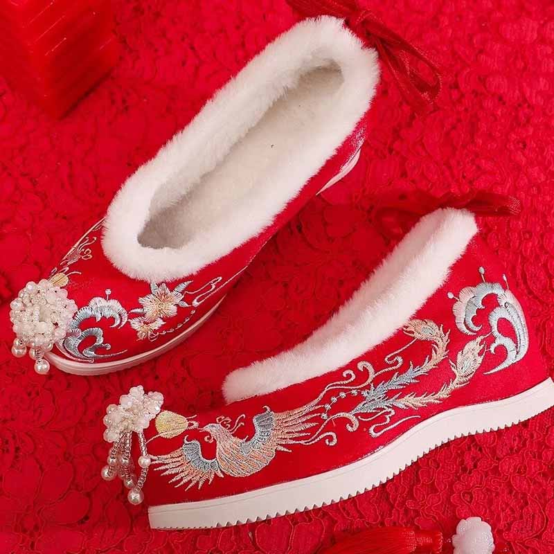 Winter Hanfu Shoes Women Chine - Embroidery Red recension och pris