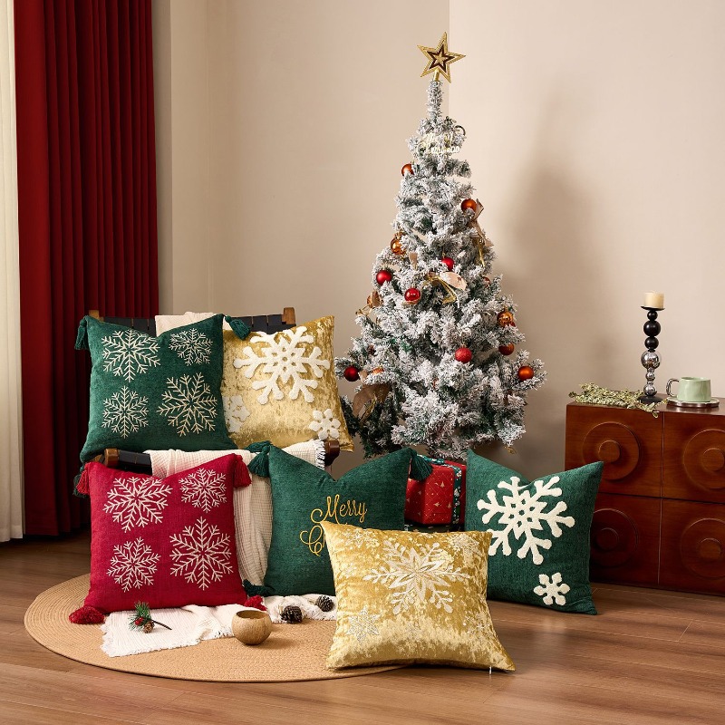 Xmas Snowflake Throw Pillow Co - Embroidery Xmas Decorations recension och pris