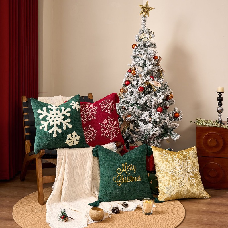 Xmas Snowflake Throw Pillow Co - Embroidery Xmas Decorations recension och pris