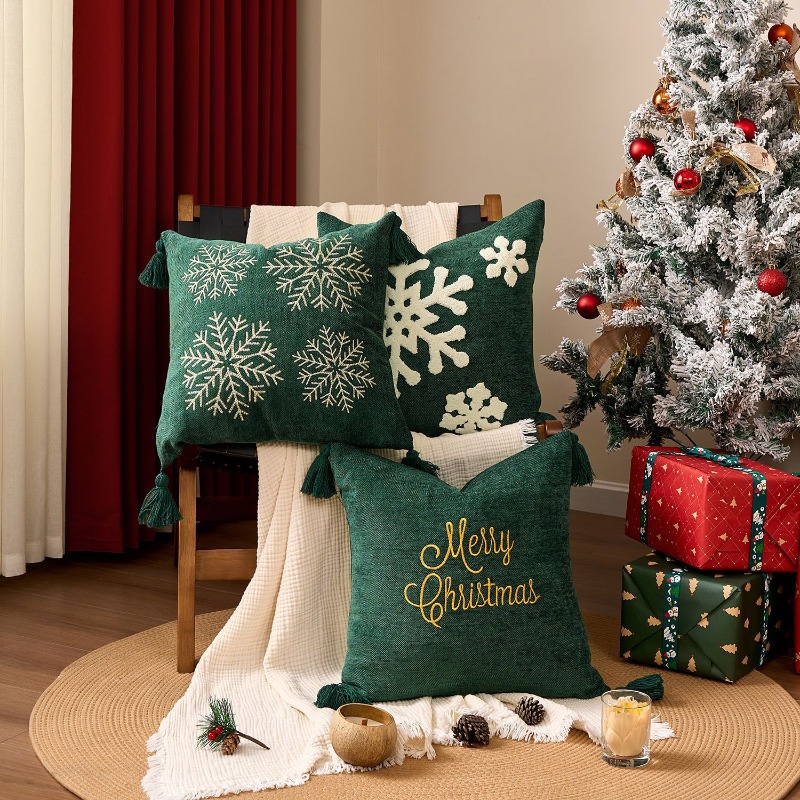 Xmas Snowflake Throw Pillow Co - Embroidery Xmas Decorations recension och pris