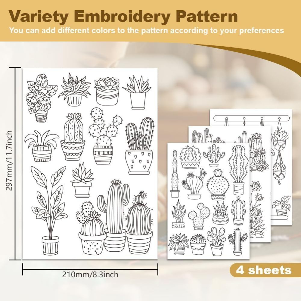 30Pcs Bonsai Cactus Embroidery - Water Soluble Stabilizer recension och pris