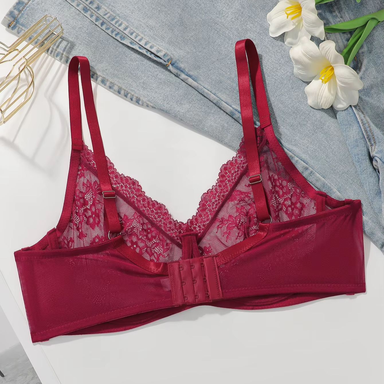 Women Plus Size Red Lace Sheer - Embroidery Red recension och pris