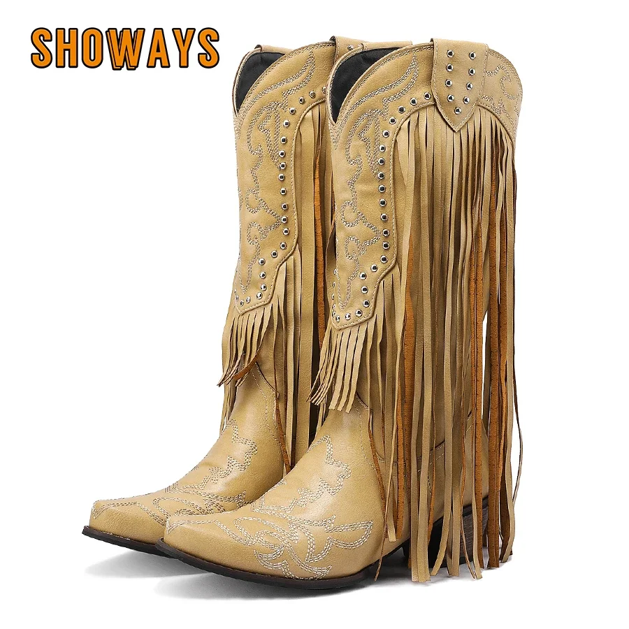 Fringe Rivet Western Women Mid - Embroidery Red recension och pris