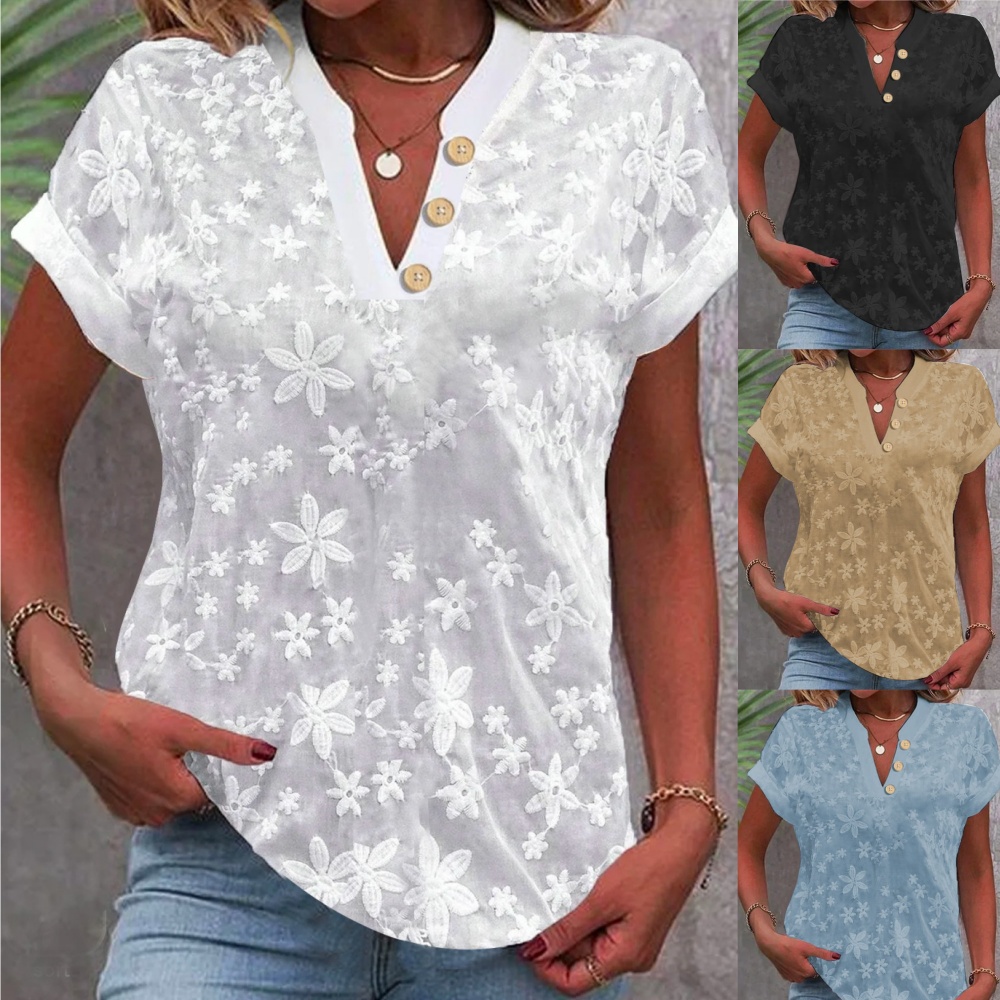 Cropped Shirt White Lace Blous - Embroidery Eyelet recension och pris
