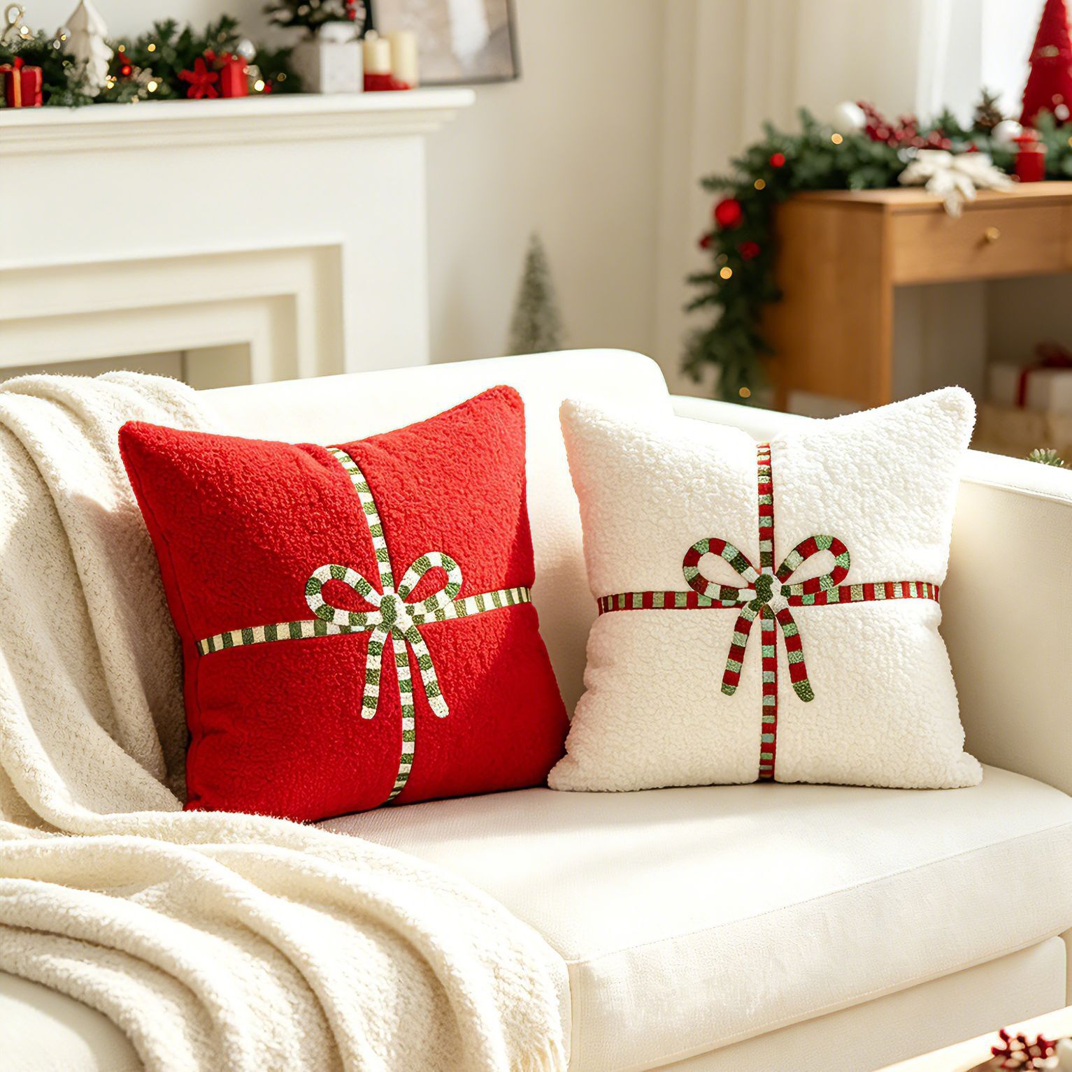 Embroidery Gift Box Bow Cushio - Embroidery Xmas Decorations recension och pris