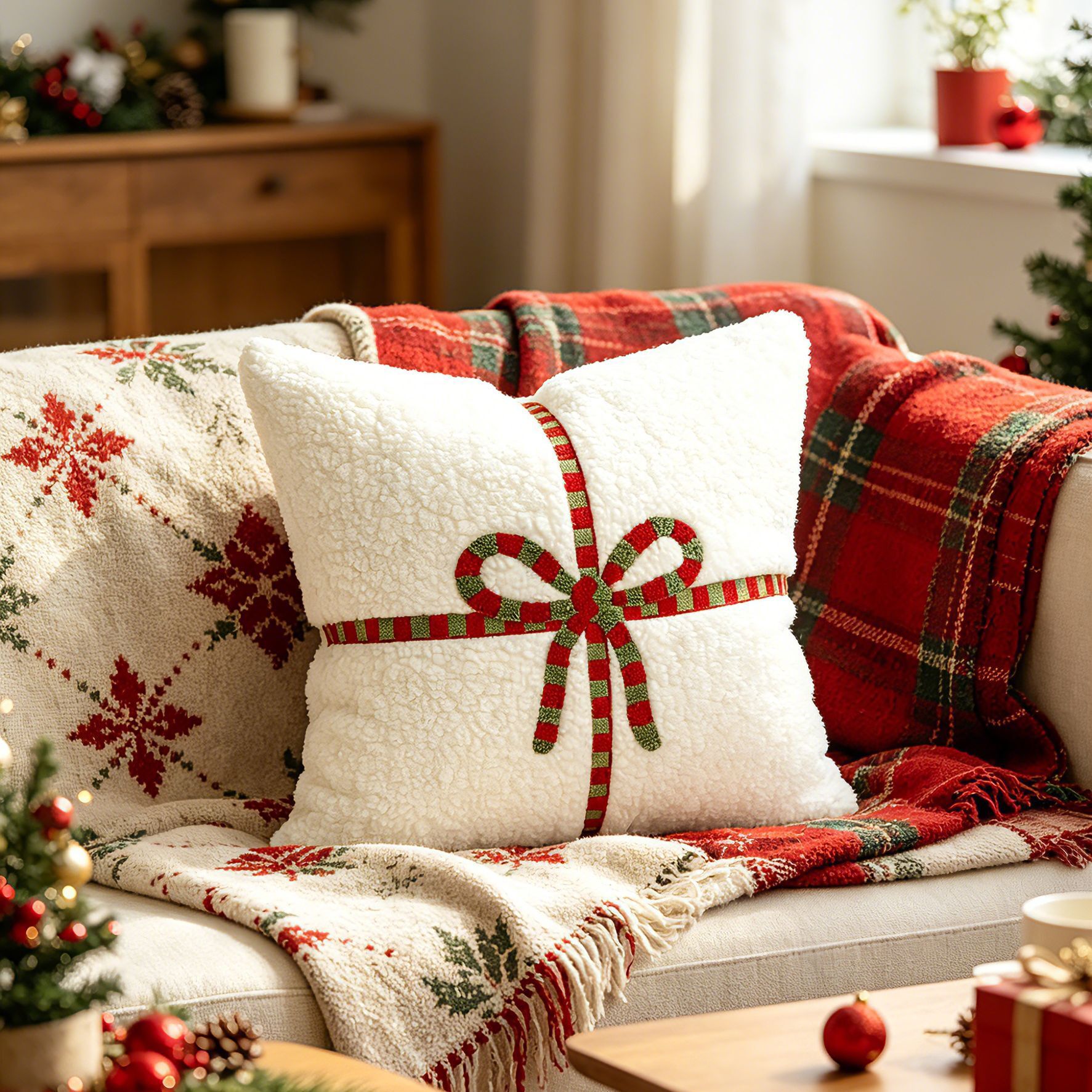 Embroidery Gift Box Bow Cushio - Embroidery Xmas Decorations recension och pris