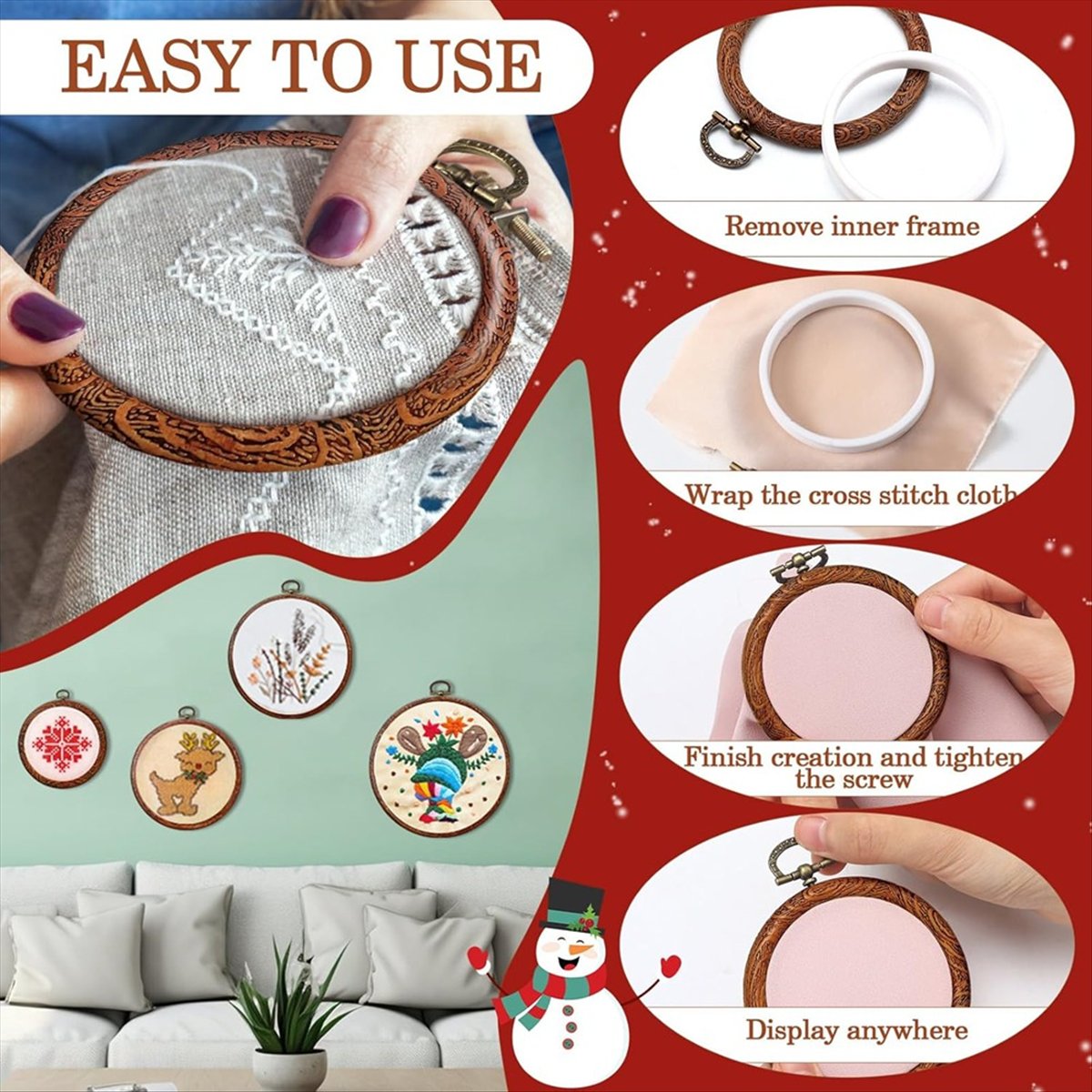 6 Size Imitated Wood Round Emb - Embroidery Ring Sizes recension och pris