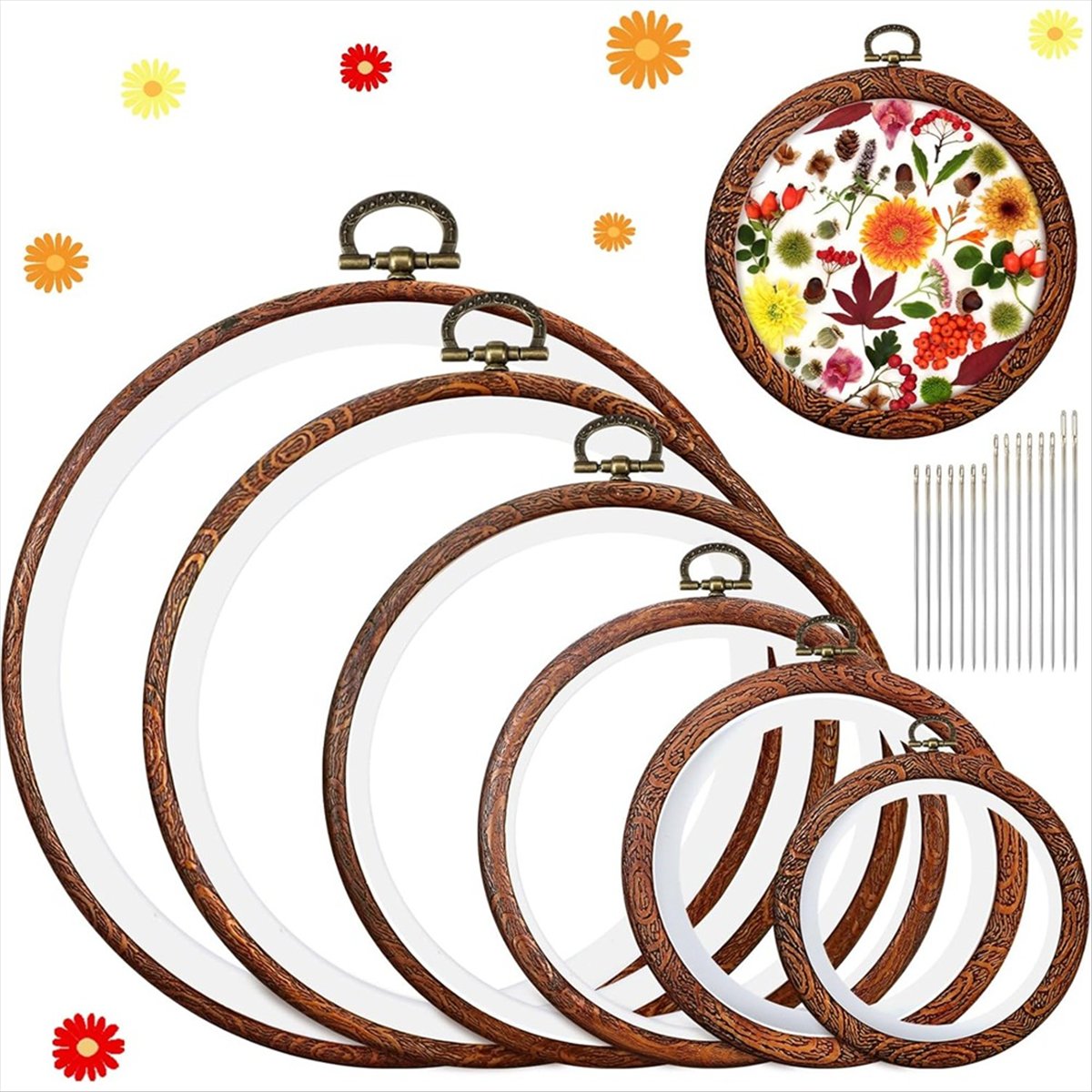 6 Size Imitated Wood Round Emb - Embroidery Ring Sizes recension och pris