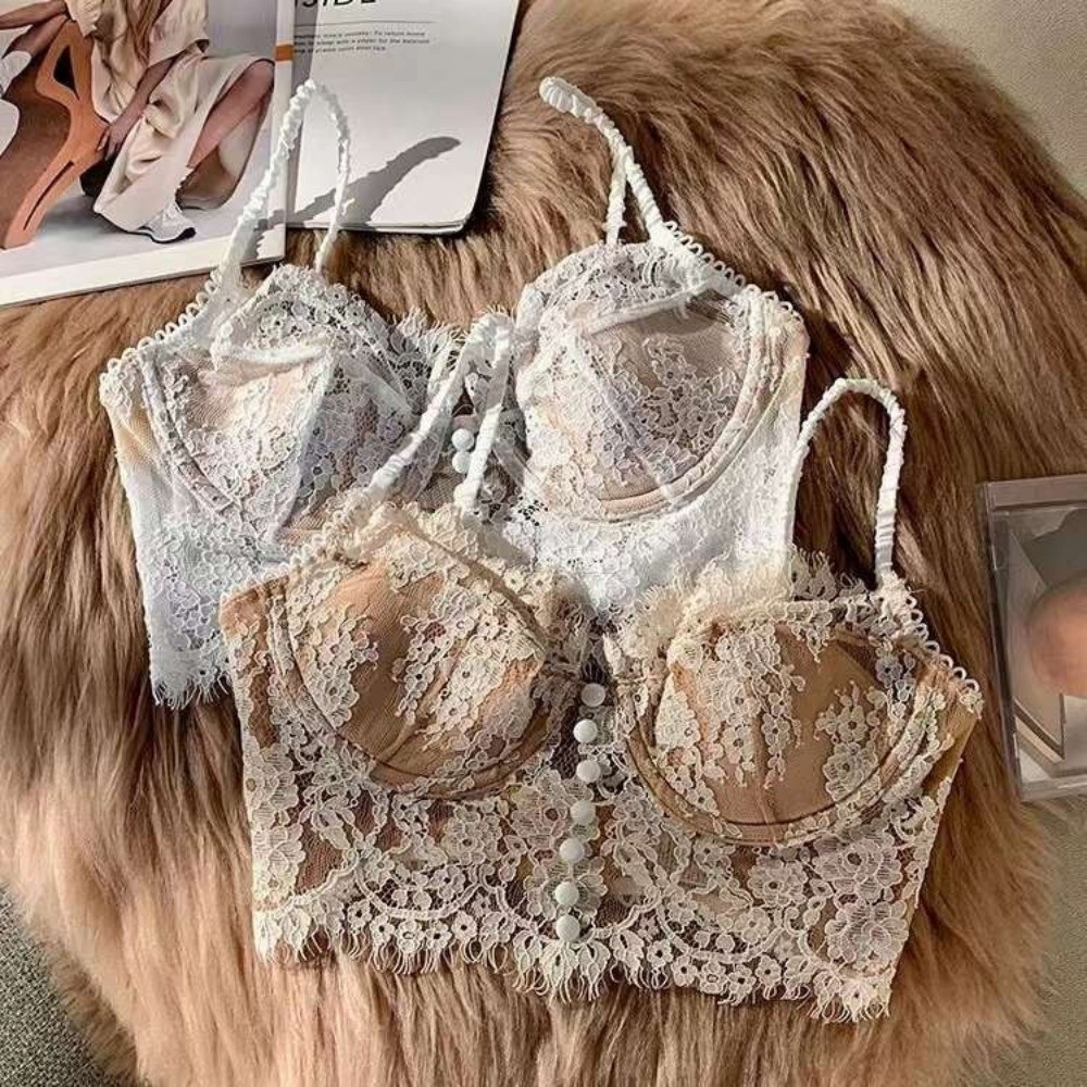 Flower Embroidery Lace Wireles - Embroidery Underwear recension och pris