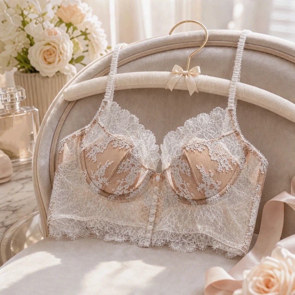 Flower Embroidery Lace Wireles - Embroidery Underwear recension och pris