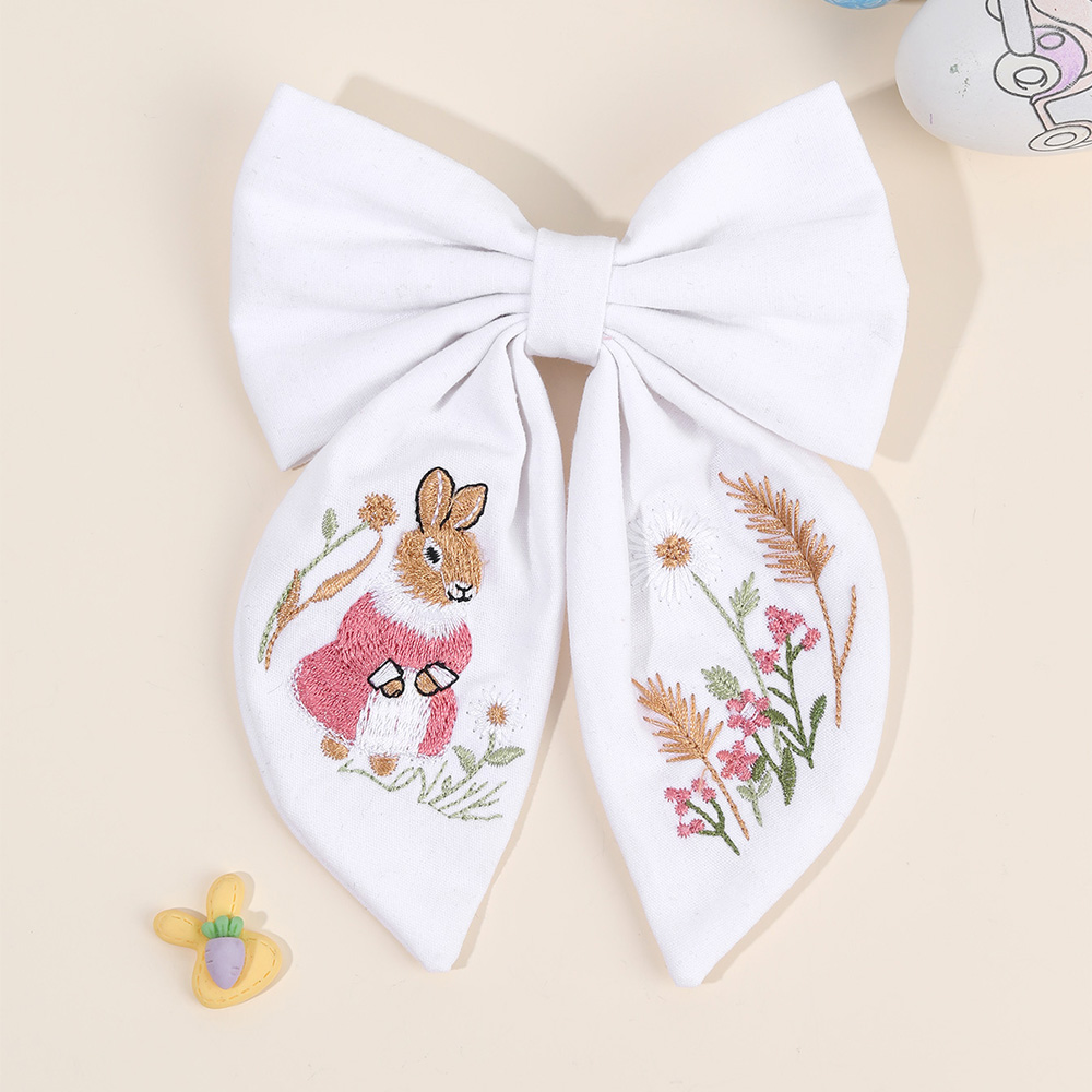 Rabbit Embroidery Bow Hair Cli - Embroidery Rabbit recension och pris