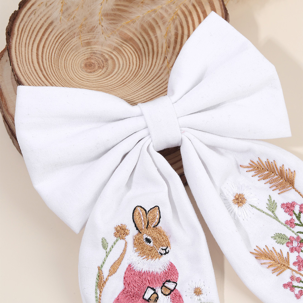 Rabbit Embroidery Bow Hair Cli - Embroidery Rabbit recension och pris