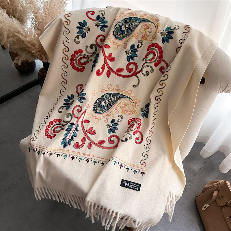 2024 Fashion Scarf Winter Thic - Embroidery Pashmina recension och pris