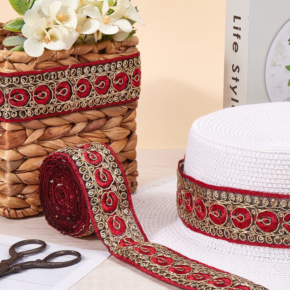 10 Yards 1.77 Inch Red Embroid - Embroidery Ribbon recension och pris