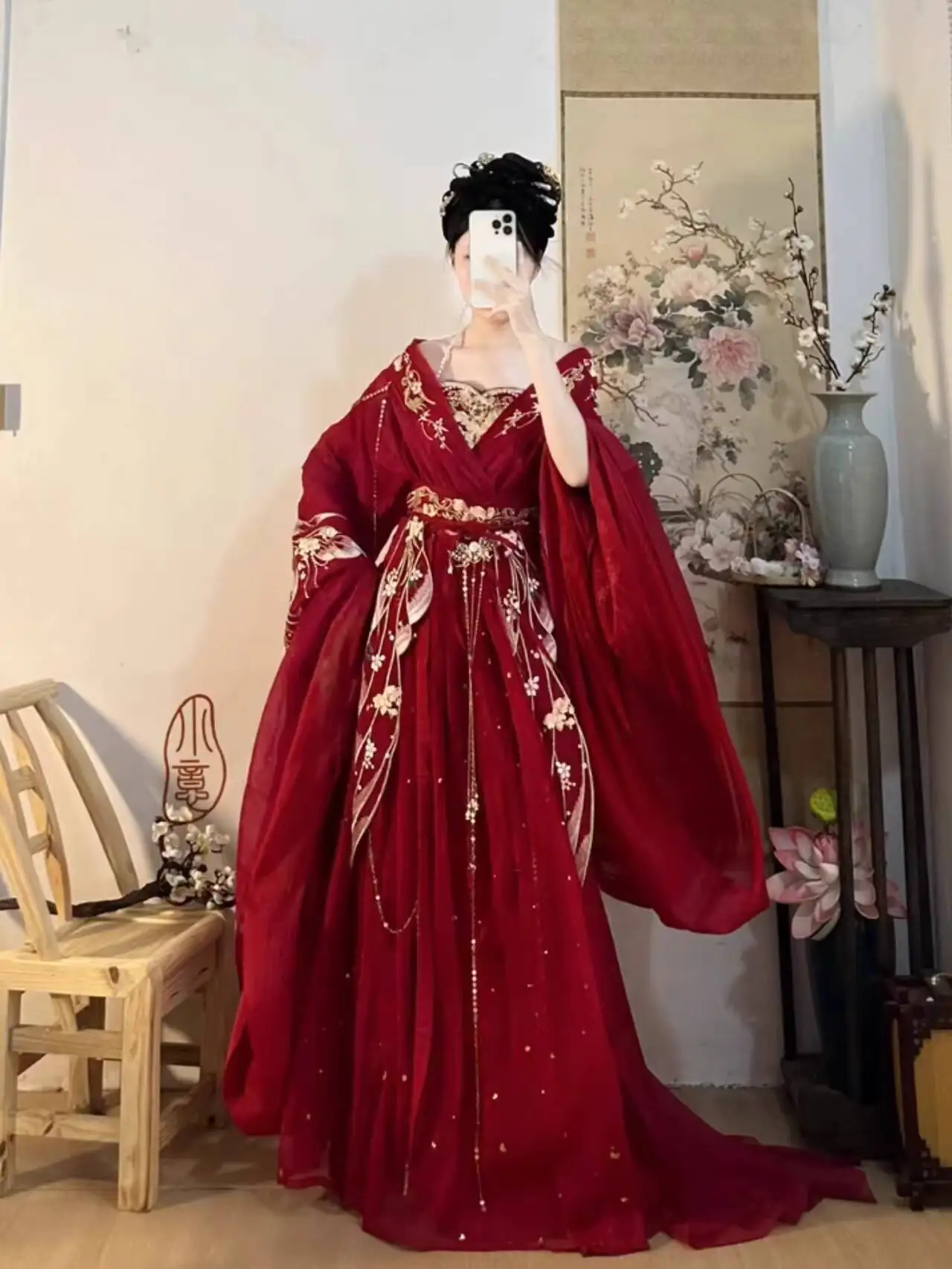 2025 hot Guofeng Goddess Of Fl - Embroidery Red recension och pris
