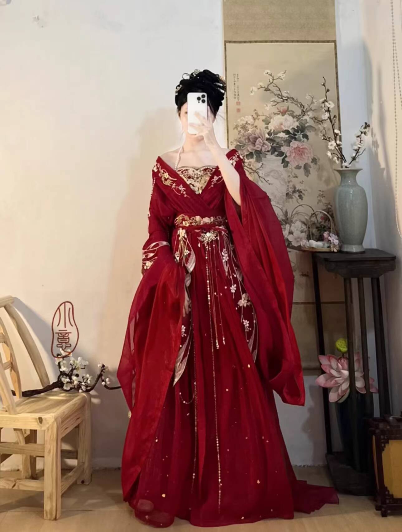 2025 hot Guofeng Goddess Of Fl - Embroidery Red recension och pris