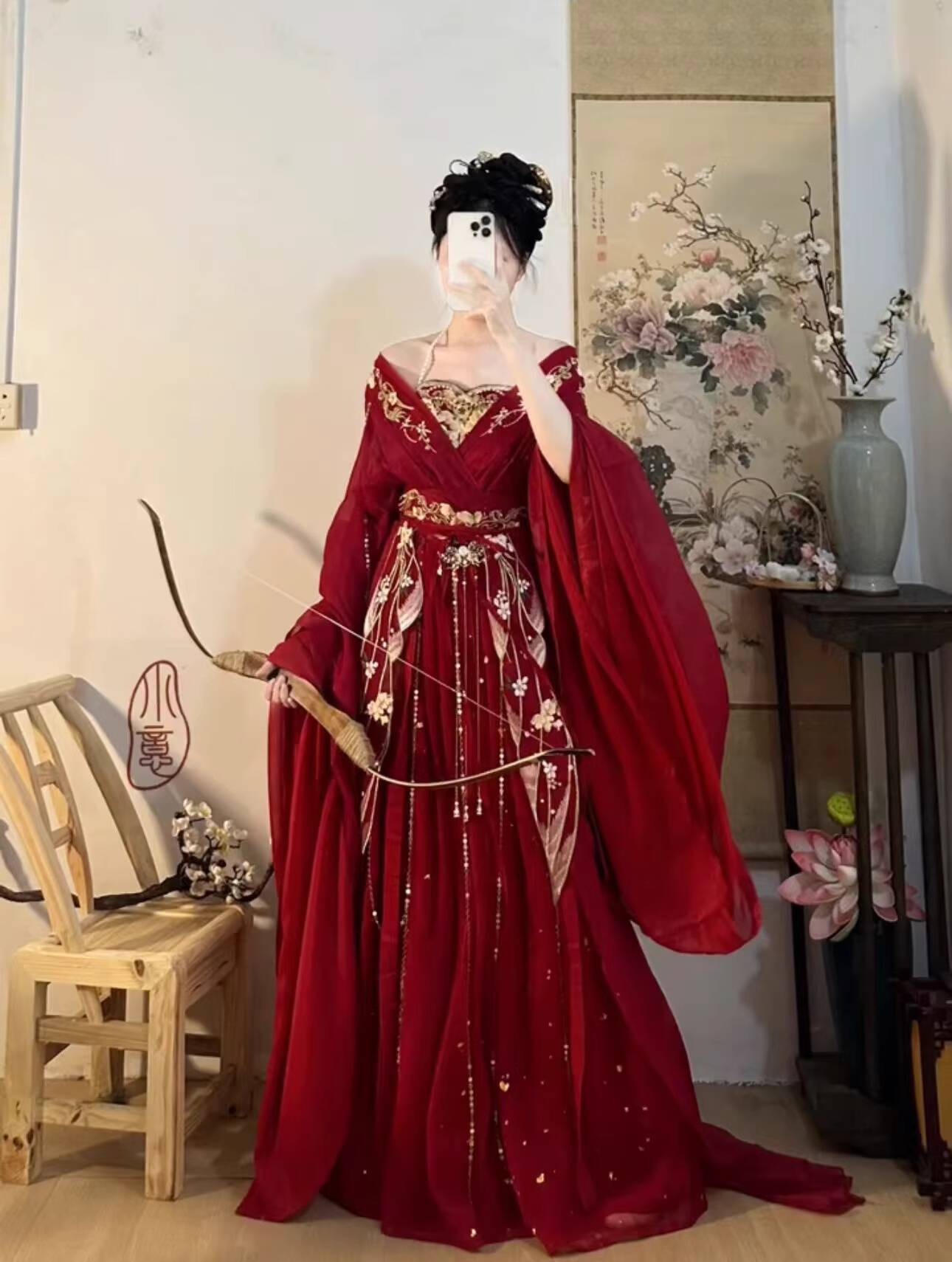 2025 hot Guofeng Goddess Of Fl - Embroidery Red recension och pris