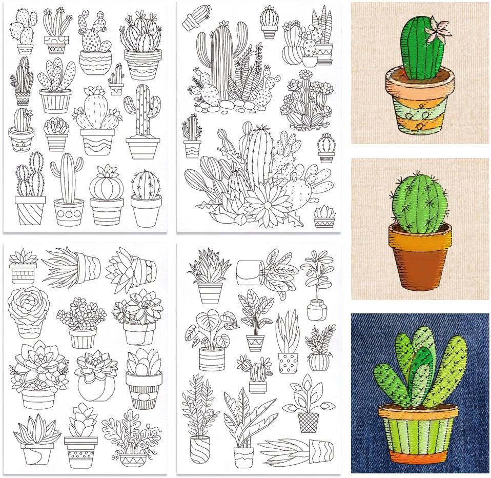 48Pcs Cactus Embroidery Self-A - Water Soluble Stabilizer recension och pris