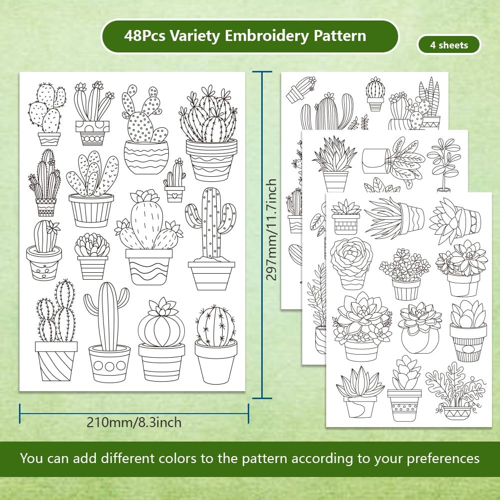 48Pcs Cactus Embroidery Self-A - Water Soluble Stabilizer recension och pris