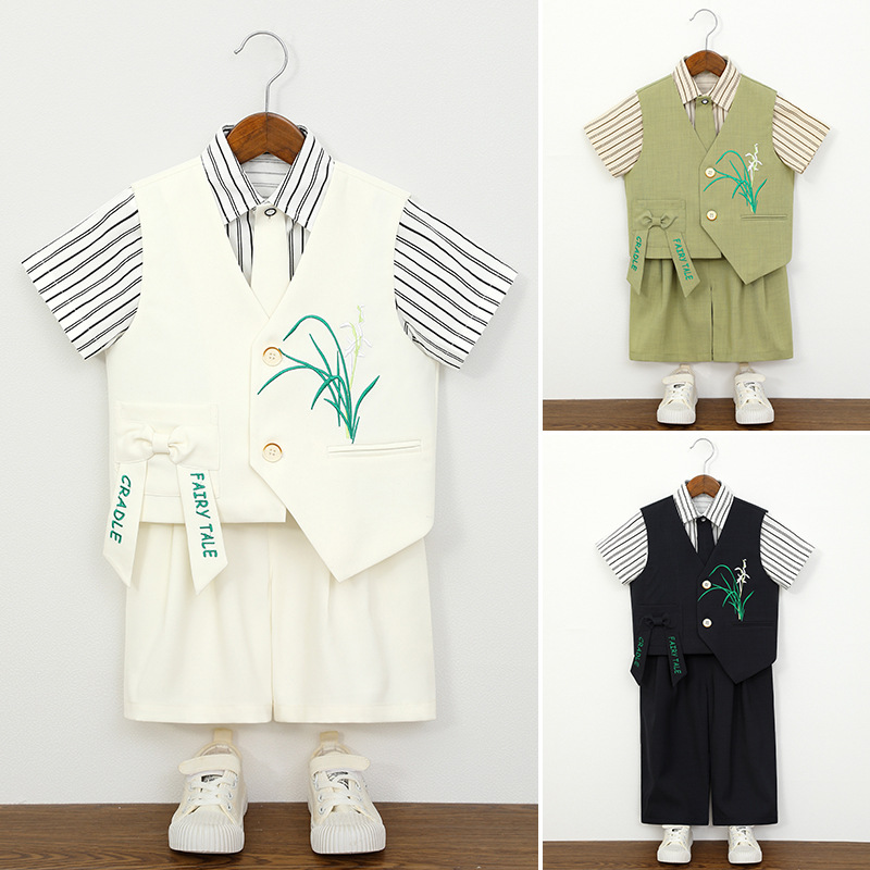 Boys Summer Formal Suit Set wi - Embroidery Ring Sizes recension och pris