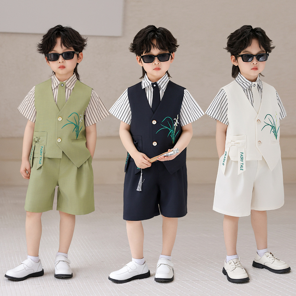 Boys Summer Formal Suit Set wi - Embroidery Ring Sizes recension och pris