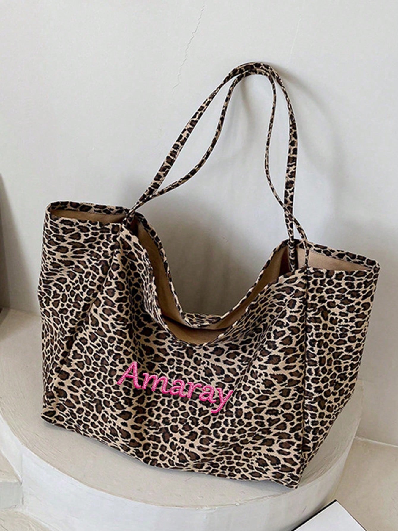 Custom Name Leopard Print Tote - Embroidery Names recension och pris