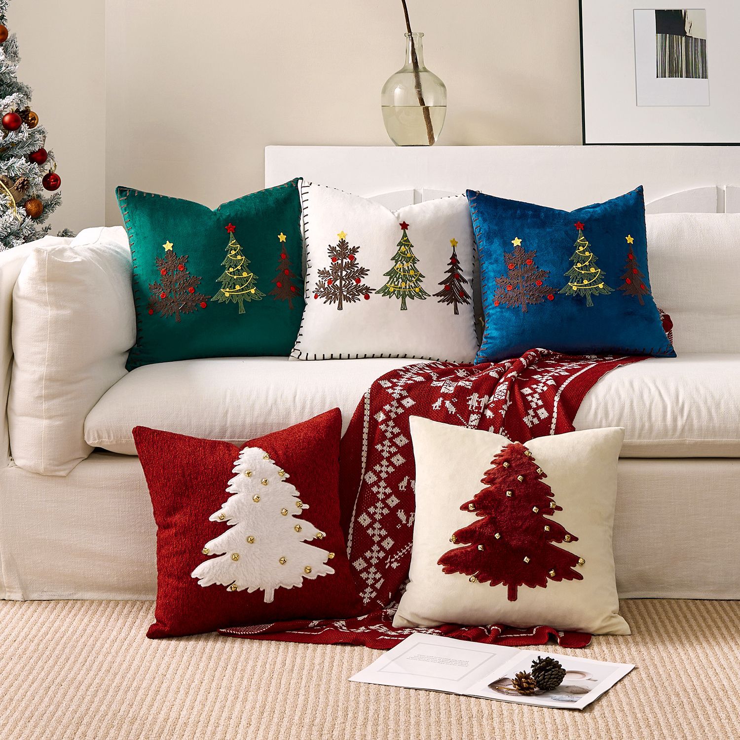 1pc Embroidery Cushion Cover C - Embroidery Xmas Decorations recension och pris