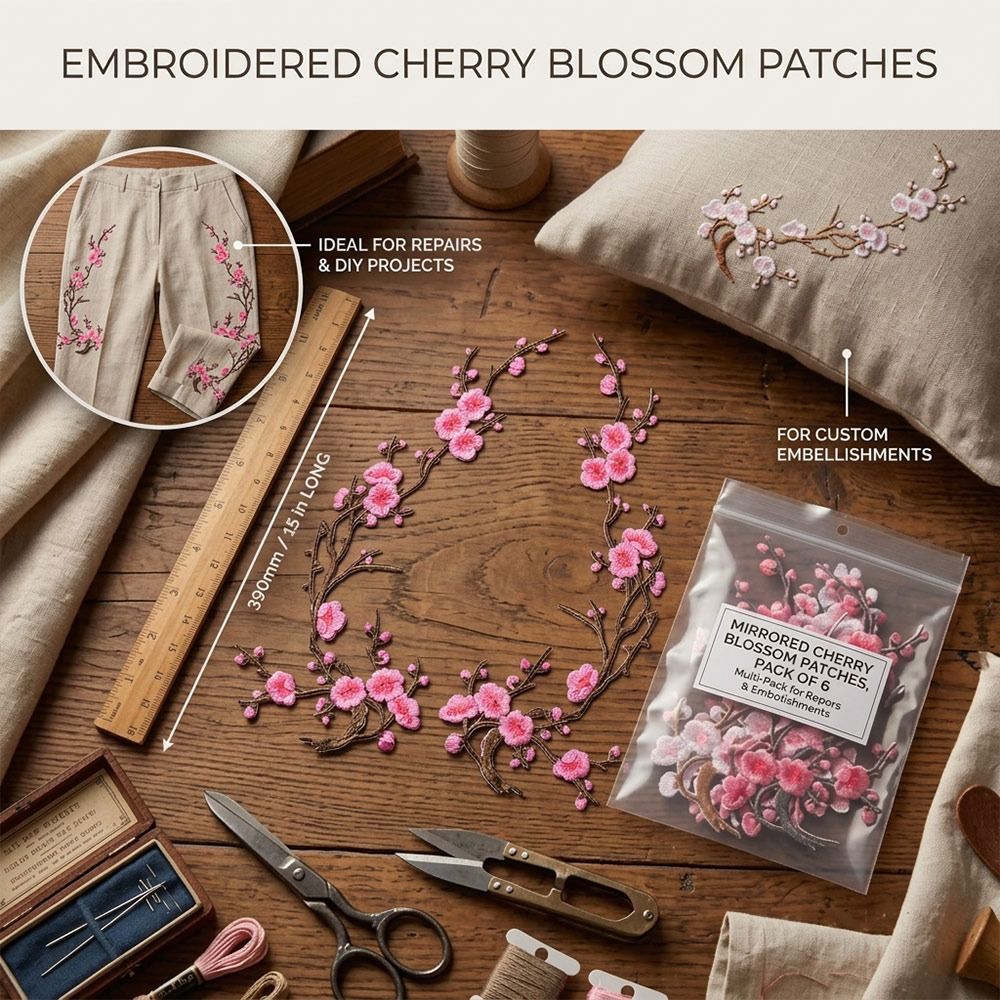 DIY Cherry Blossom Iron On Pat - Embroidery Patches recension och pris