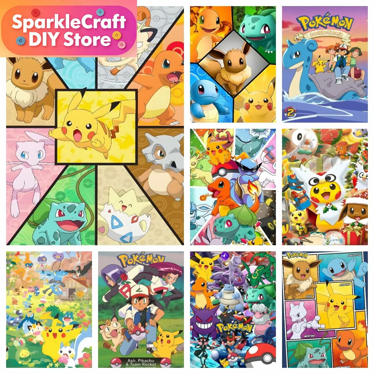 1pc frameless Cartoon Pokemon  - Embroidery Ideas recension och pris