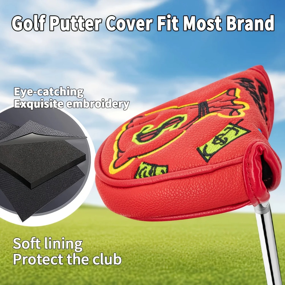Golf Putter Cover | Half Round - Embroidery Red recension och pris