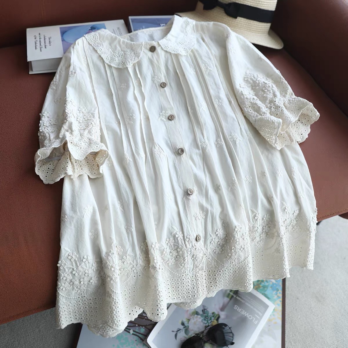 2026 Women Lace Peter Pan Coll - Embroidery Eyelet recension och pris