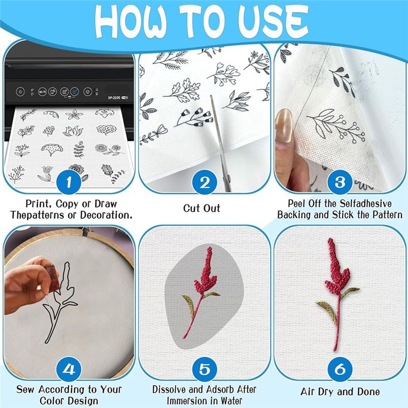 LIKE WISH 15PCS A4 Water-Solub - Water Soluble Stabilizer recension och pris