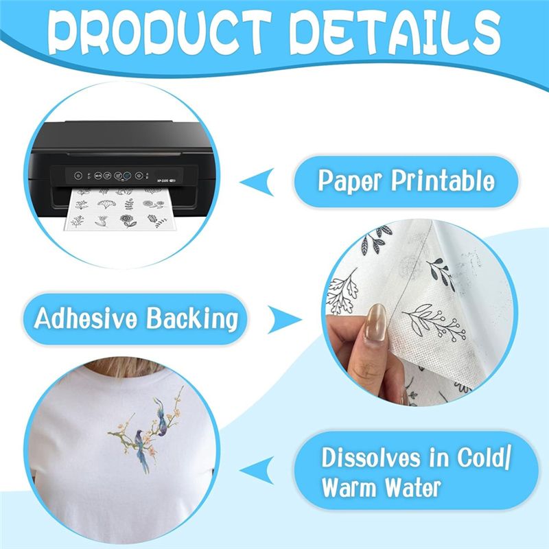 LIKE WISH 15PCS A4 Water-Solub - Water Soluble Stabilizer recension och pris