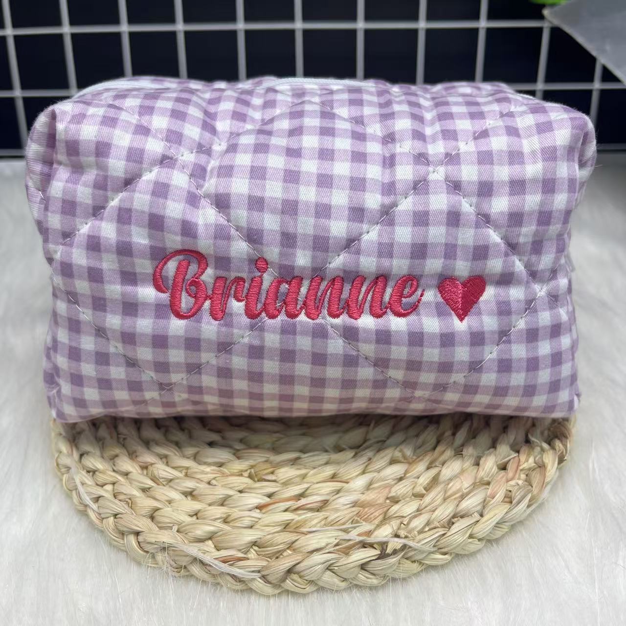 Large Capacity Striped Cosmeti - Embroidery Names recension och pris