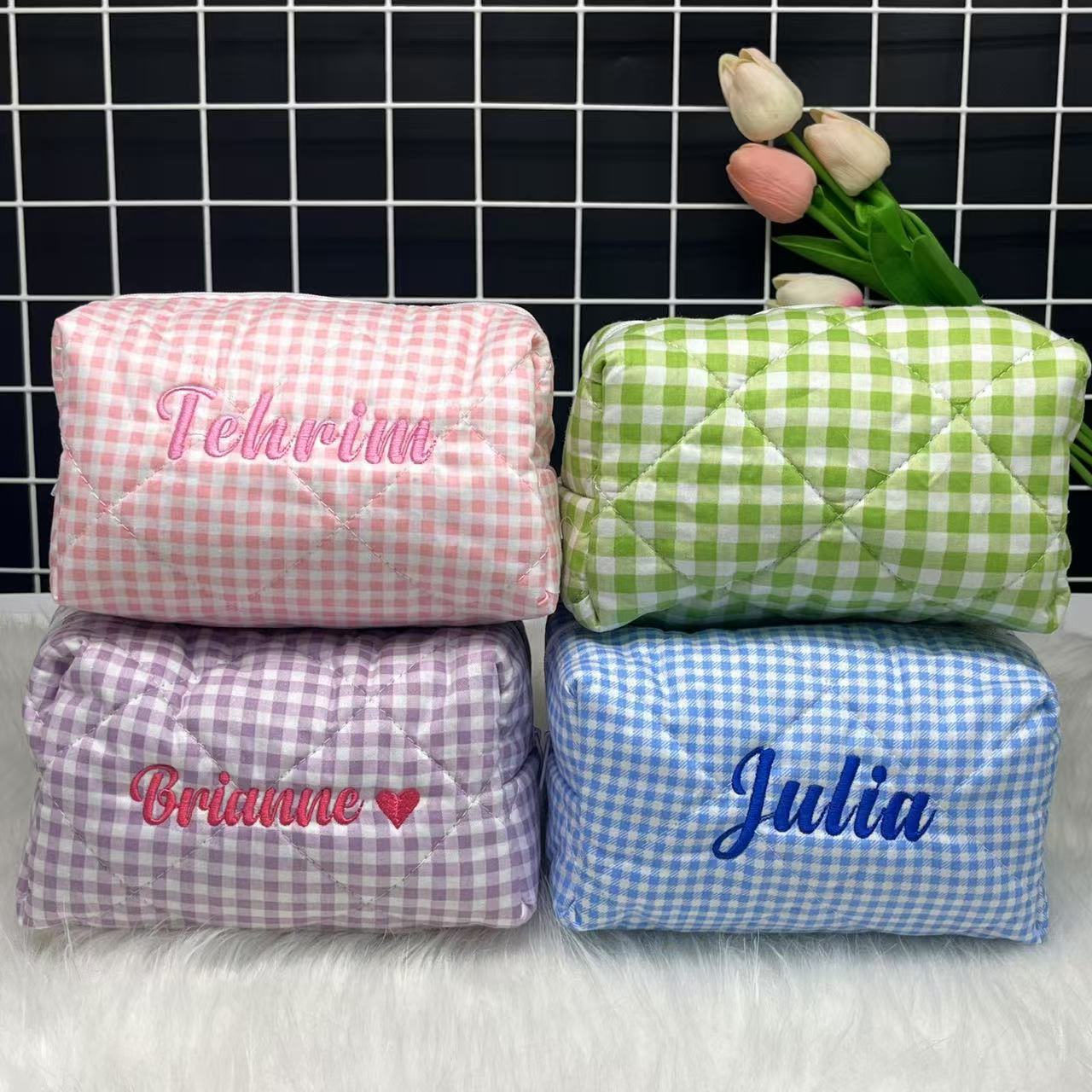 Large Capacity Striped Cosmeti - Embroidery Names recension och pris