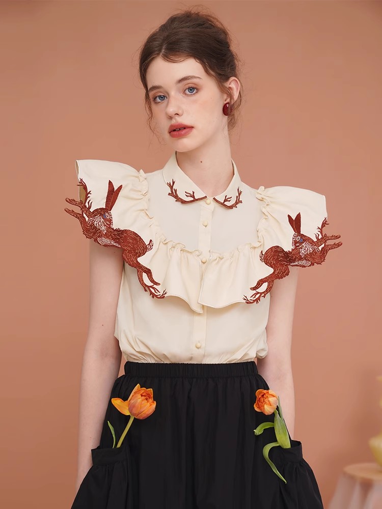 Rabbit Embroidered Shirt for W - Embroidery Rabbit recension och pris